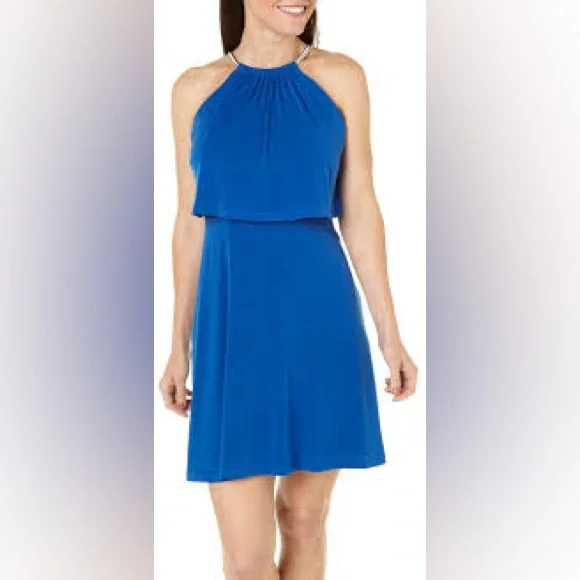 Jessica Simpson | Dresses | Jessica Simpson Blue Halter Dress Sz Medium |  Poshmark